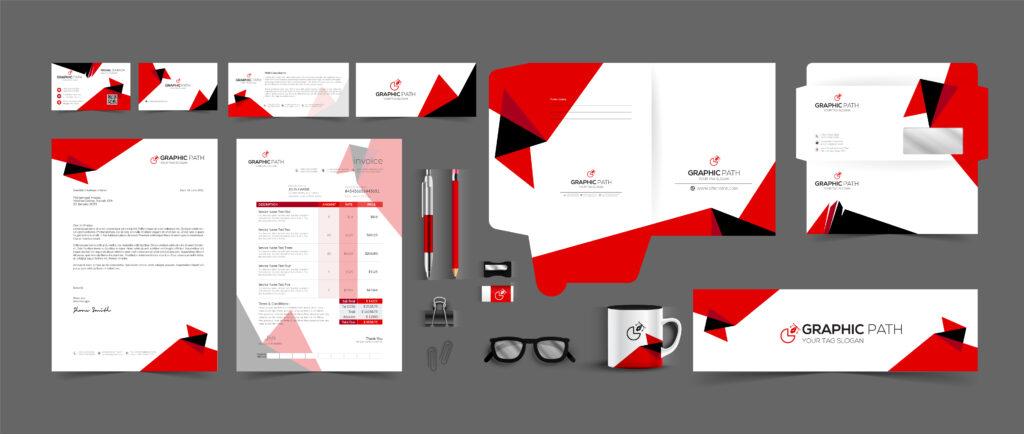 professional business branding stationery set vector