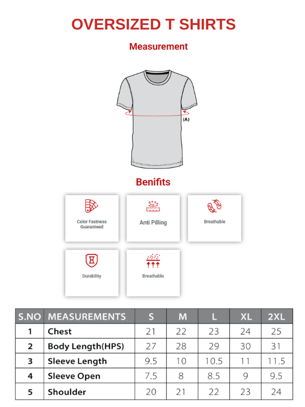 Oversized T-Shirt Size Chart
